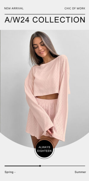 Blend two-piece set of long-sleeved shorts